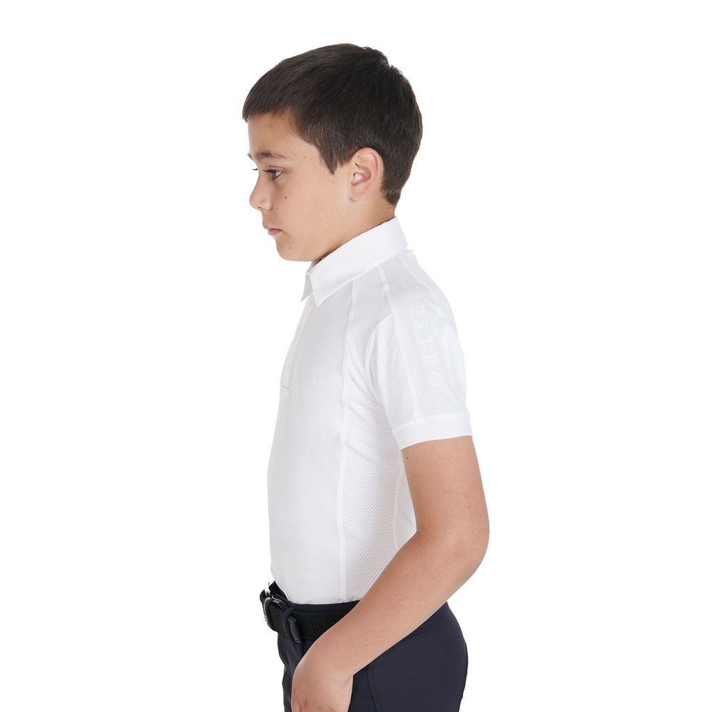 Boys' slim fit competition polo shirt four-buttons