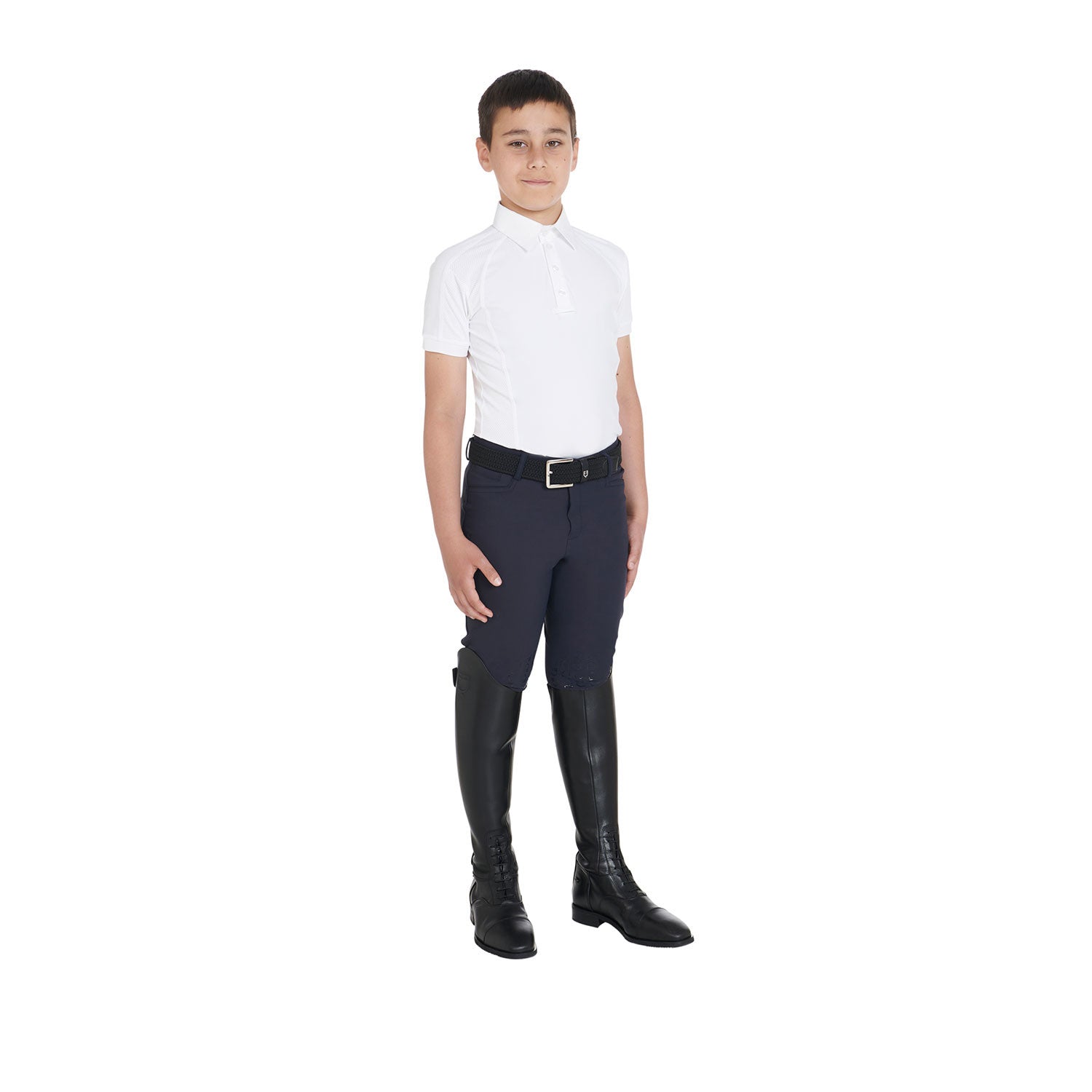 Boys' slim fit competition polo shirt four-buttons
