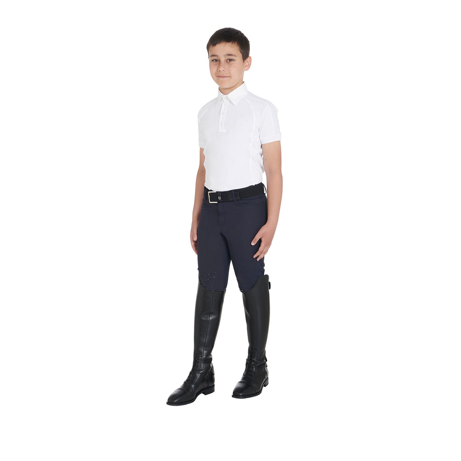 Boys' slim fit competition polo shirt four-buttons