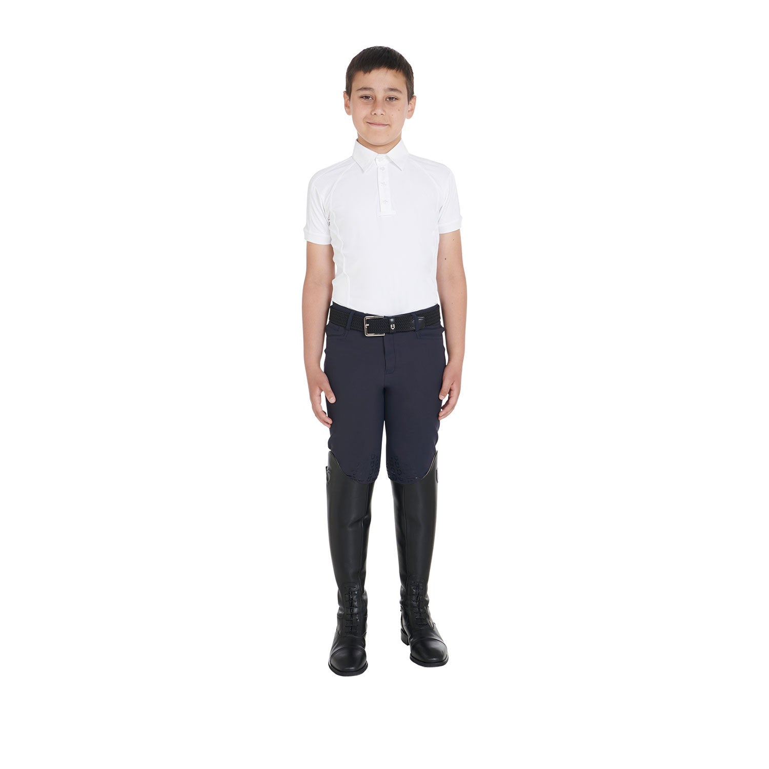 Boys' slim fit competition polo shirt four-buttons