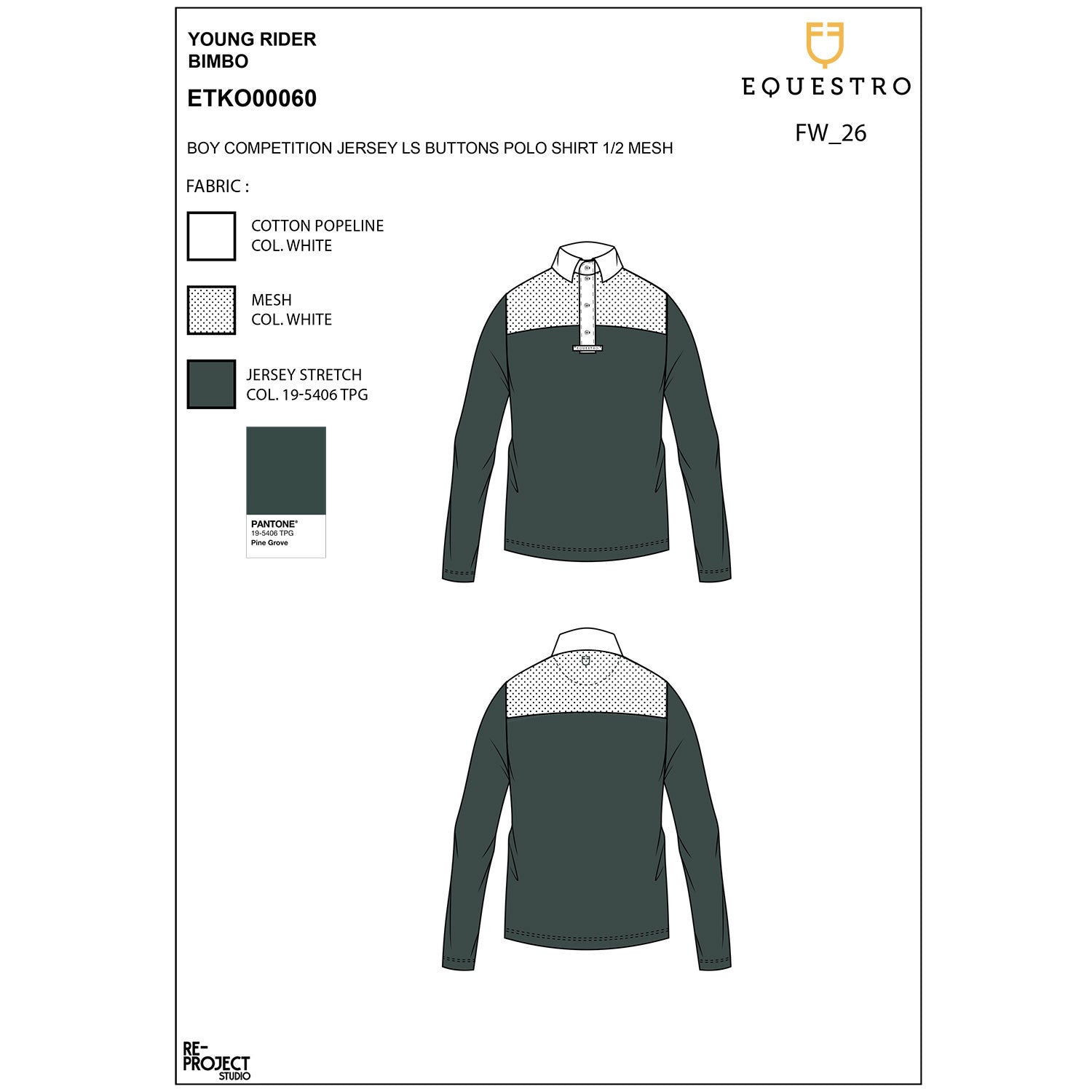 Equestro Boys' long-sleeved polo shirt with buttons