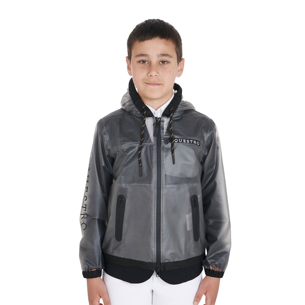 Kids' windproof zip hooded raincoat