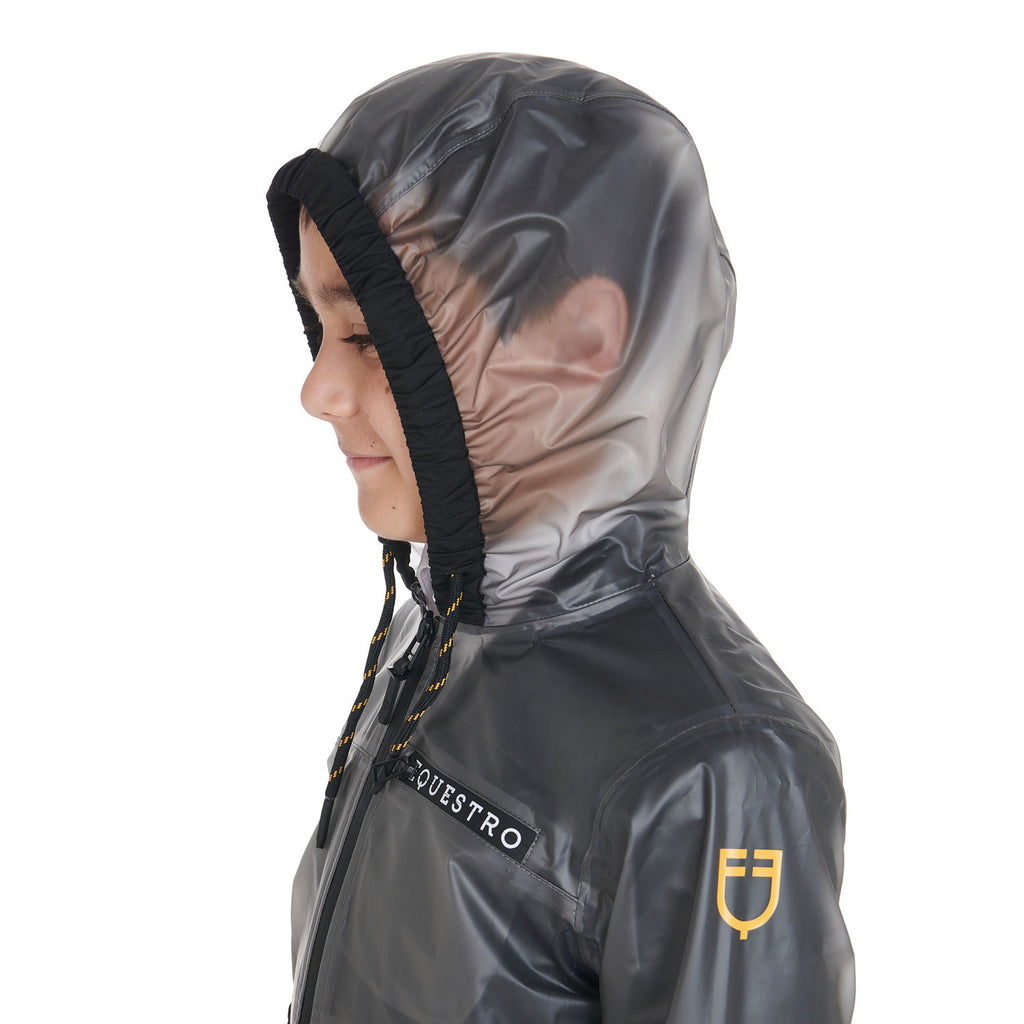 Kids' windproof zip hooded raincoat