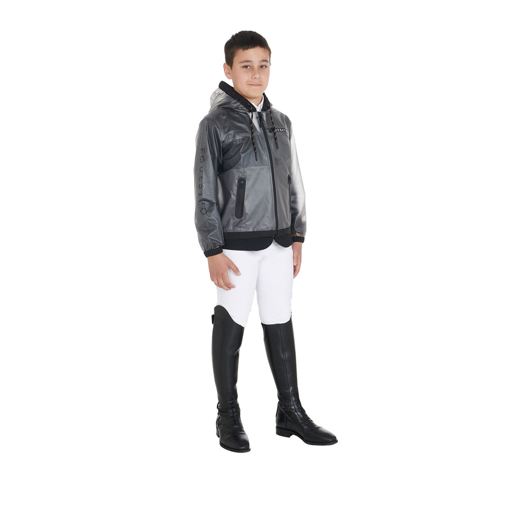 Kids' windproof zip hooded raincoat