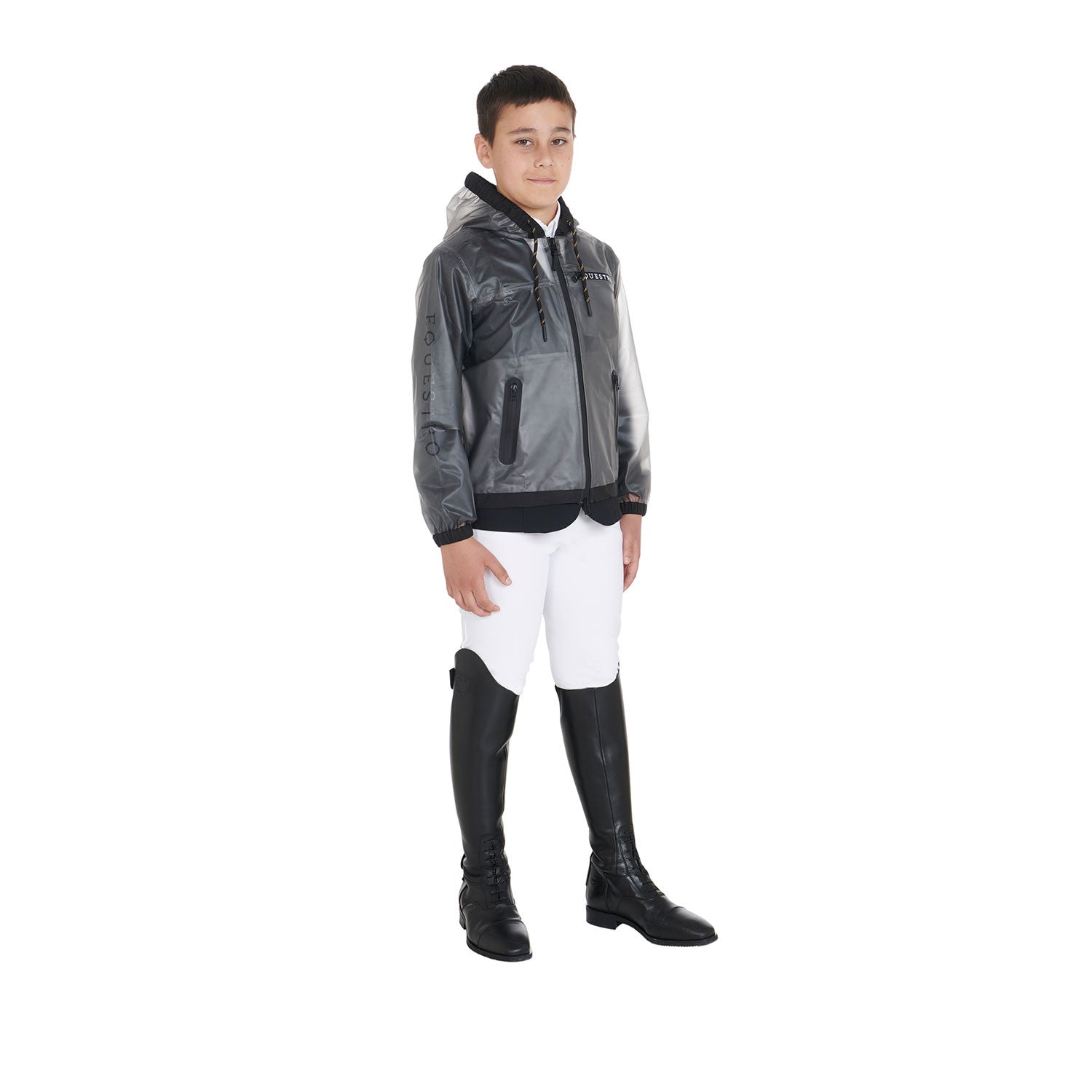 Kids' windproof zip hooded raincoat