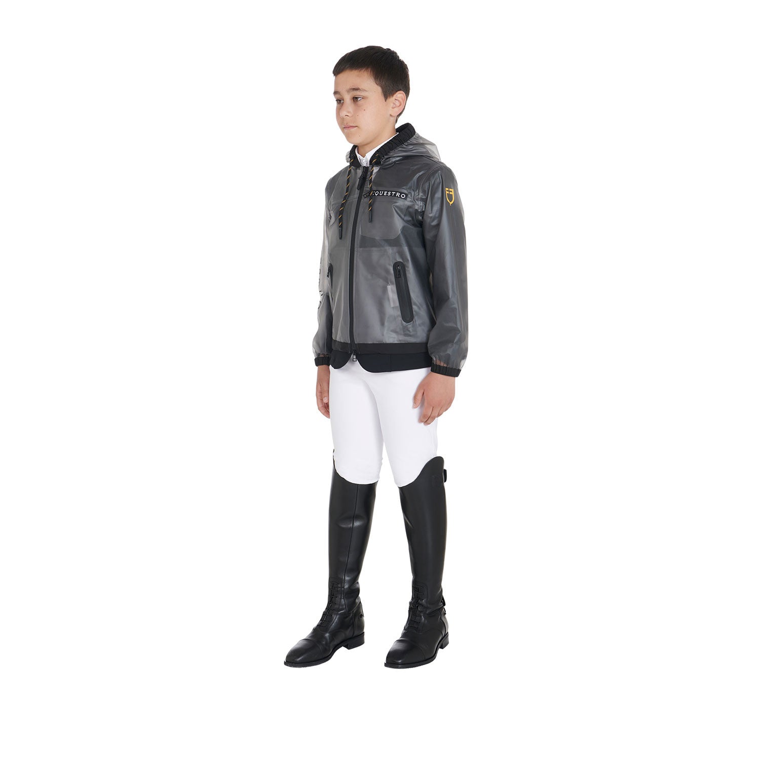 Kids' windproof zip hooded raincoat