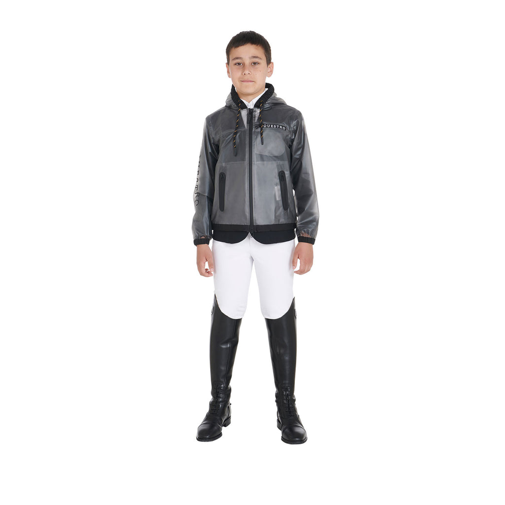 Kids' windproof zip hooded raincoat