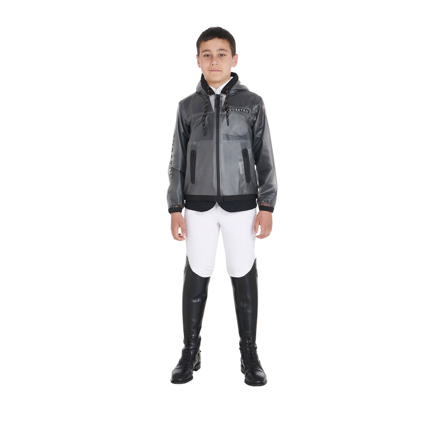 Kids' windproof zip hooded raincoat