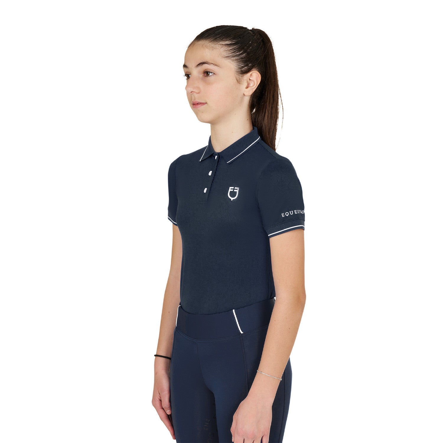 Equestro Kids' slim fit polo shirt in antibacterial technical fabric