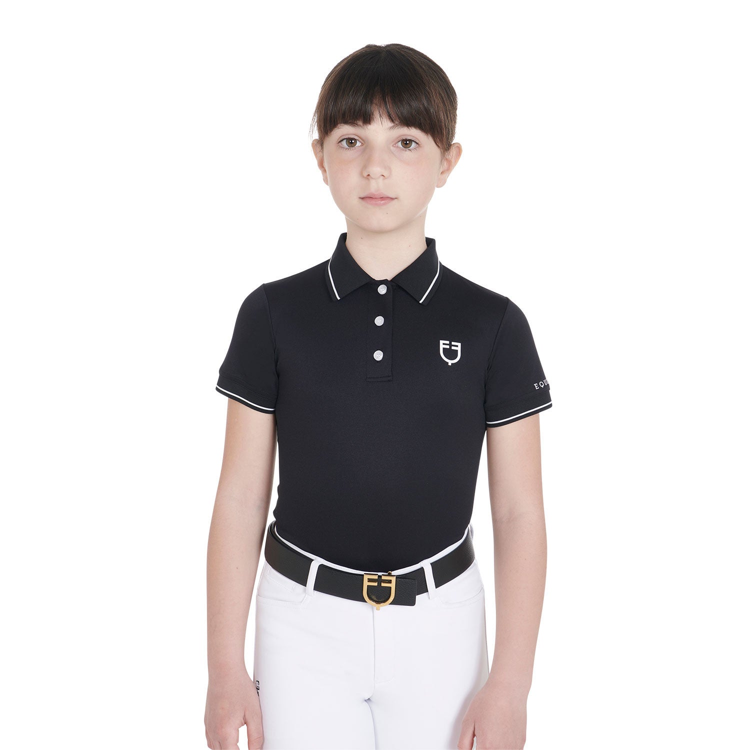 Equestro Kids' slim fit polo shirt in antibacterial technical fabric
