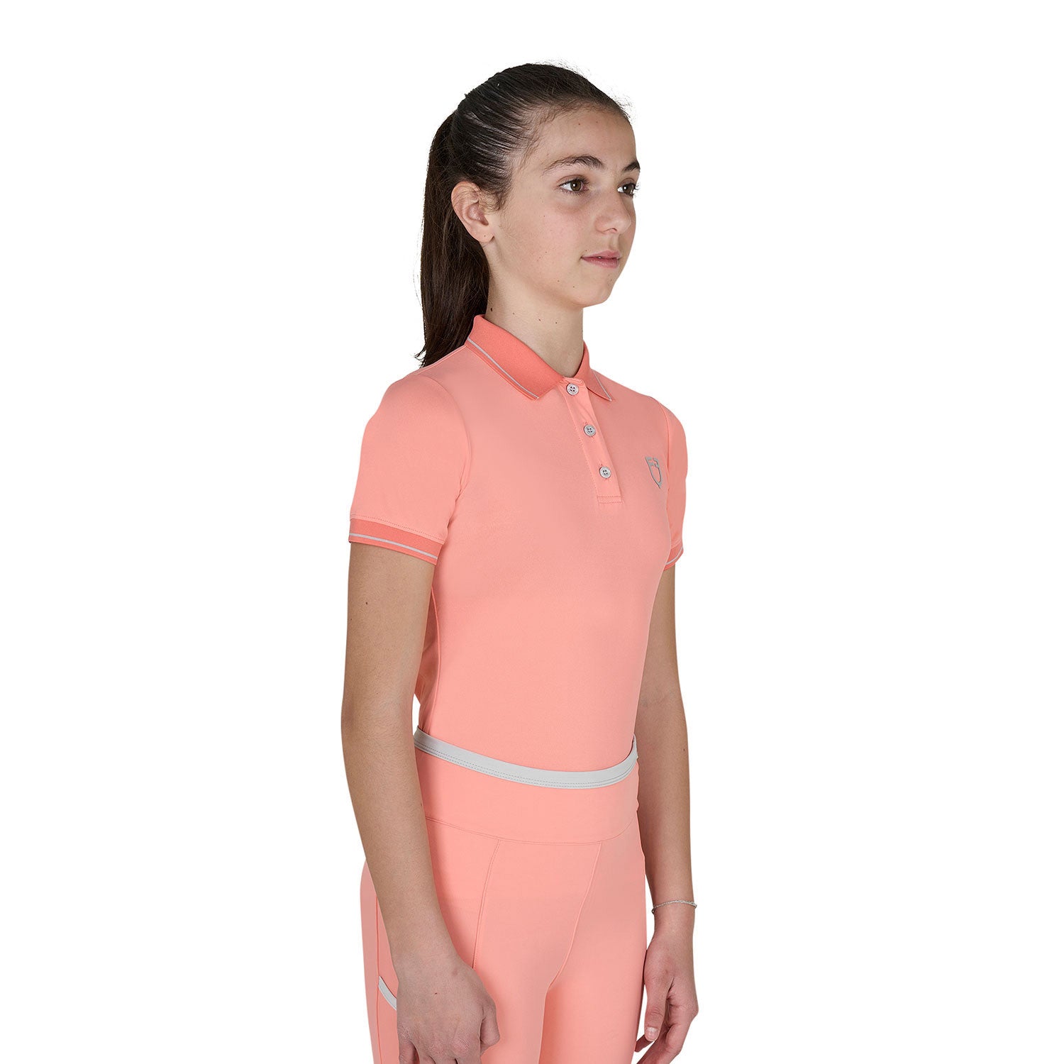 Equestro Kids' slim fit polo shirt in antibacterial technical fabric