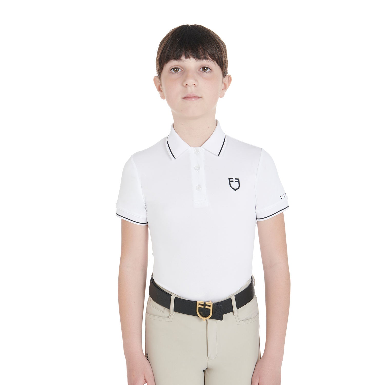 Equestro Kids' slim fit polo shirt in antibacterial technical fabric