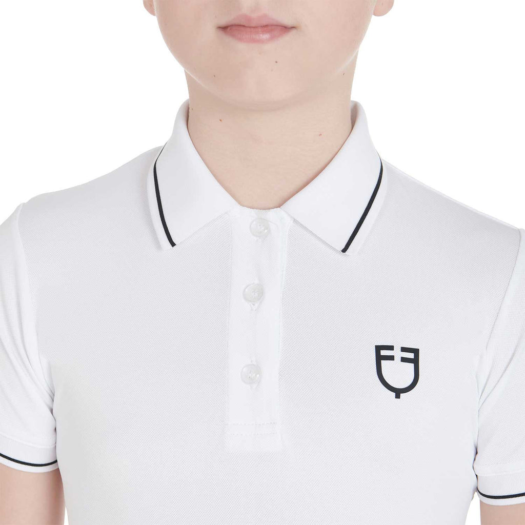Kids' slim fit polo shirt in antibacterial technical fabric