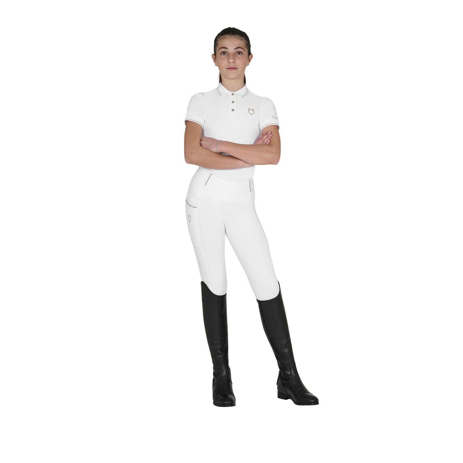 Kids' slim fit polo shirt in antibacterial technical fabric