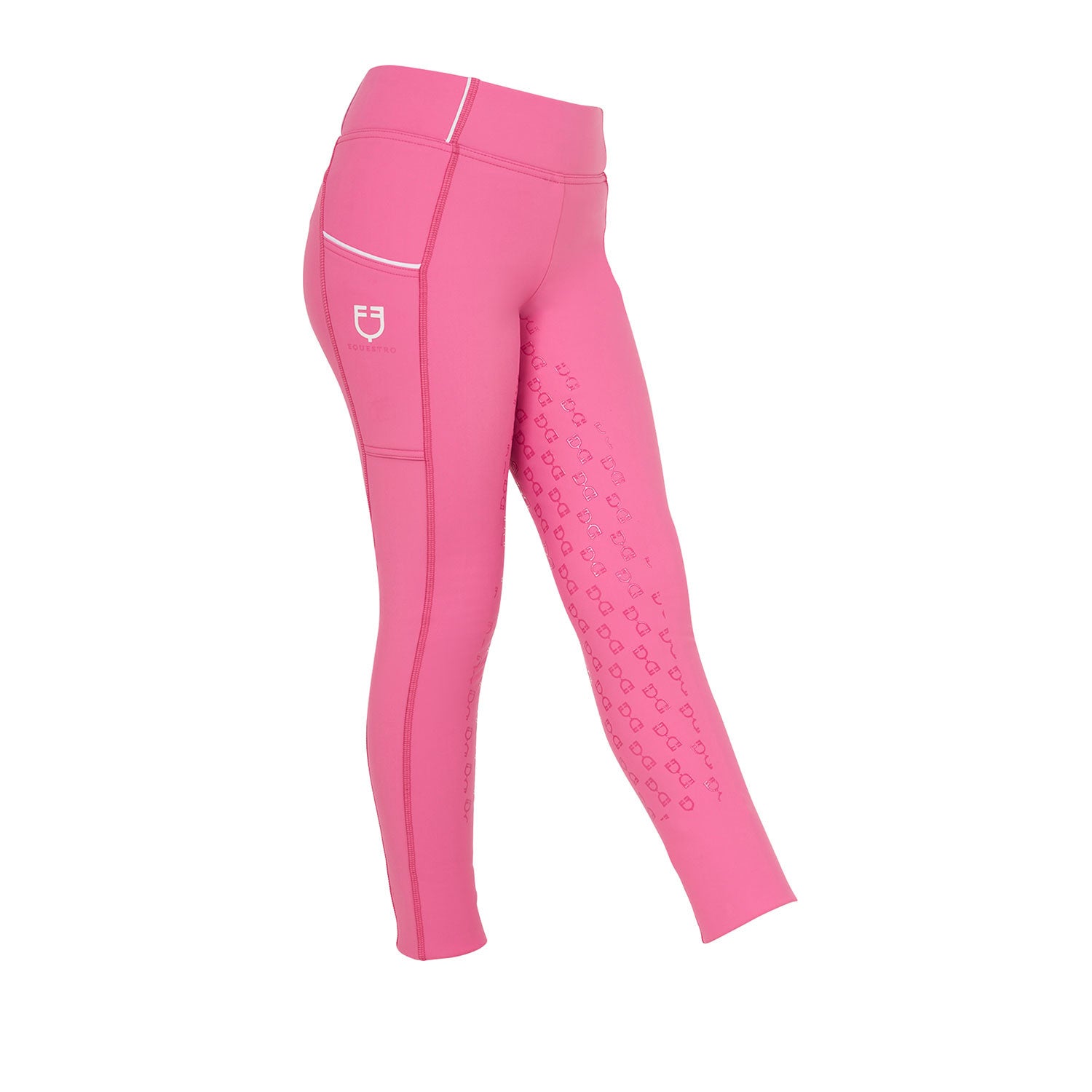 Equestro Girls' slim fit grip leggings with logo