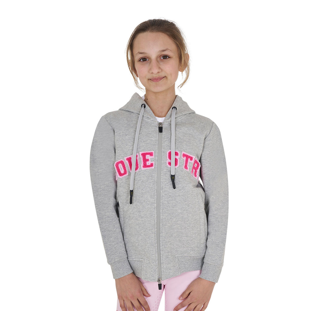 Kids' hoodie with zip and sponge lettering