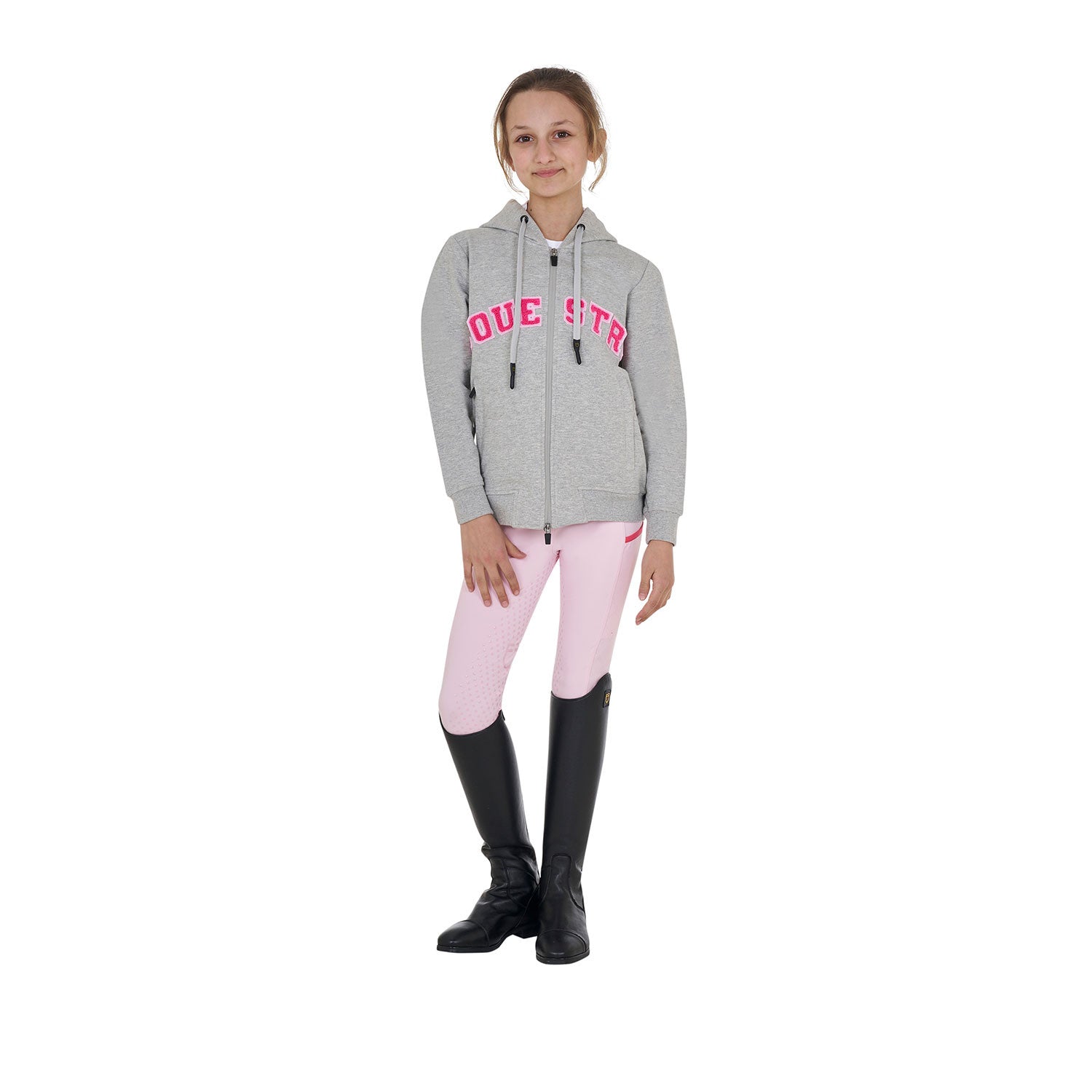 Kids' hoodie with zip and sponge lettering