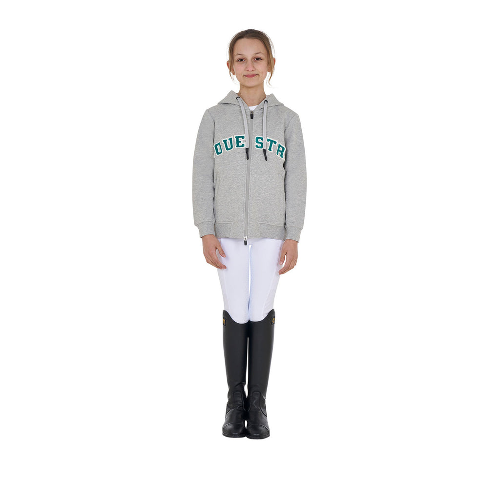 Kids' hoodie with zip and sponge lettering