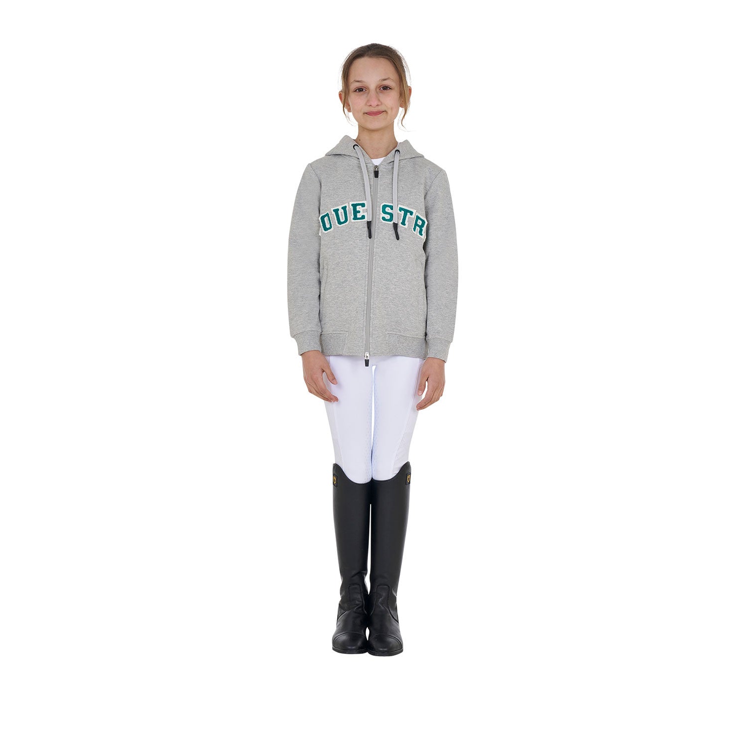 Kids' hoodie with zip and sponge lettering