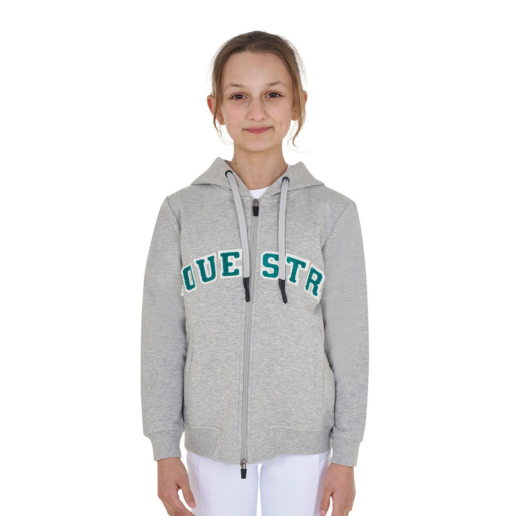 Kids' hoodie with zip and sponge lettering