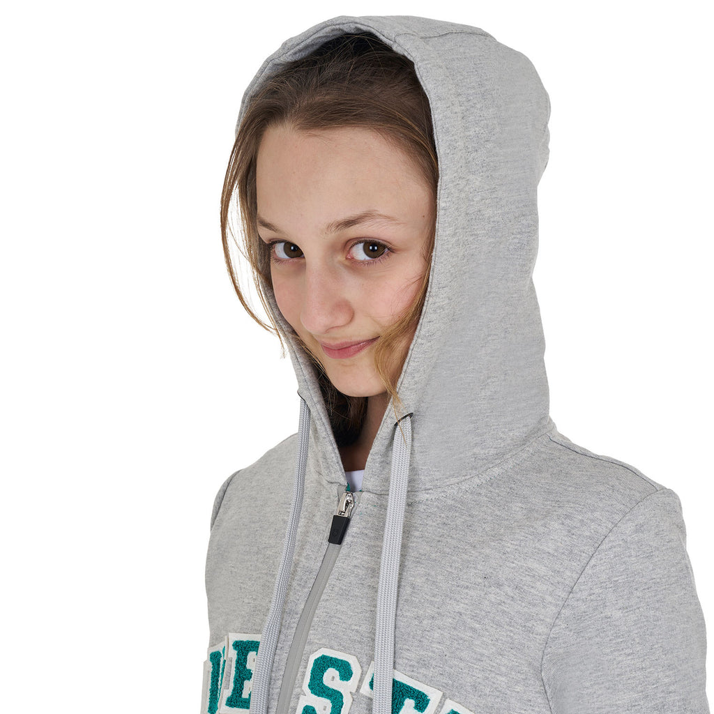 Kids' hoodie with zip and sponge lettering