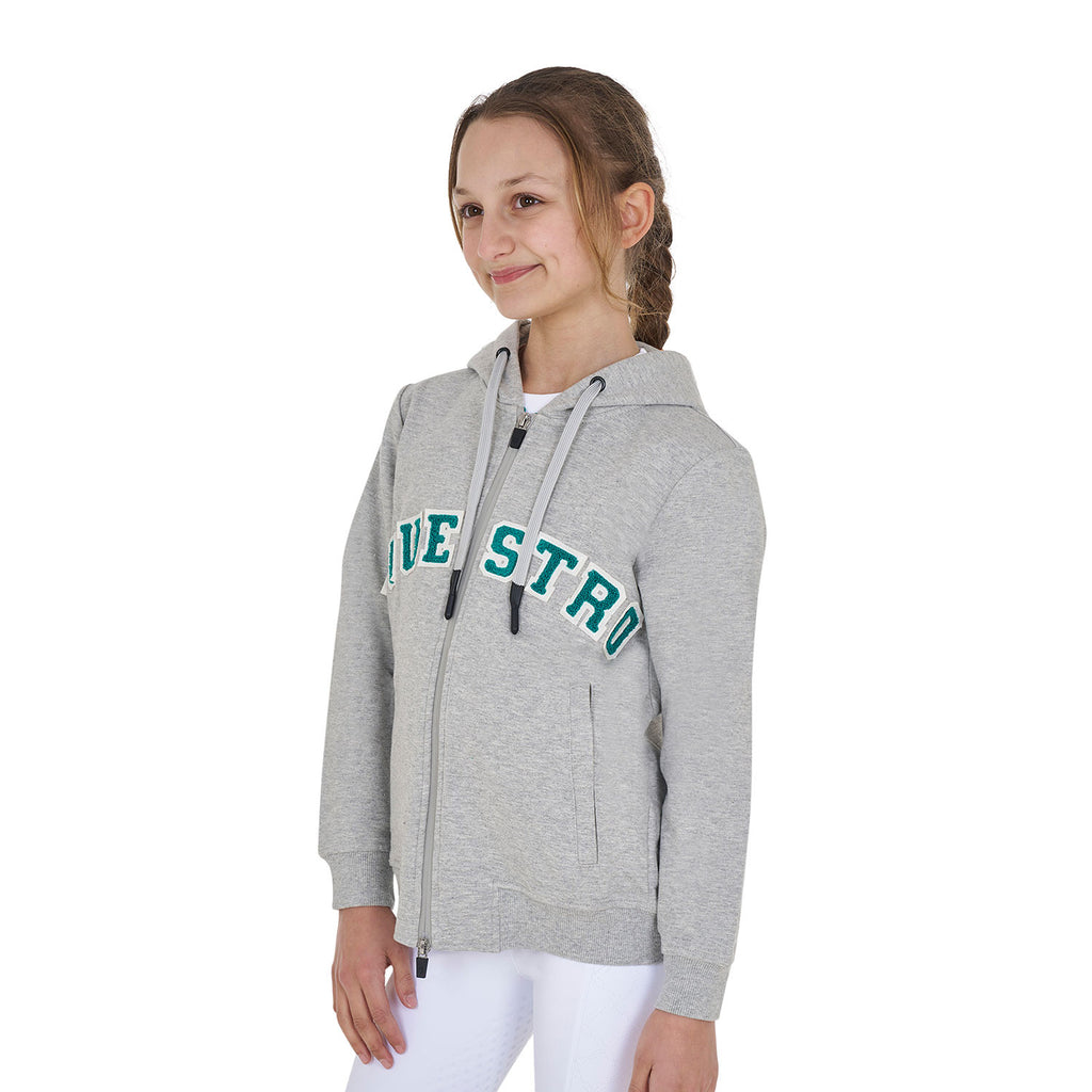 Kids' hoodie with zip and sponge lettering