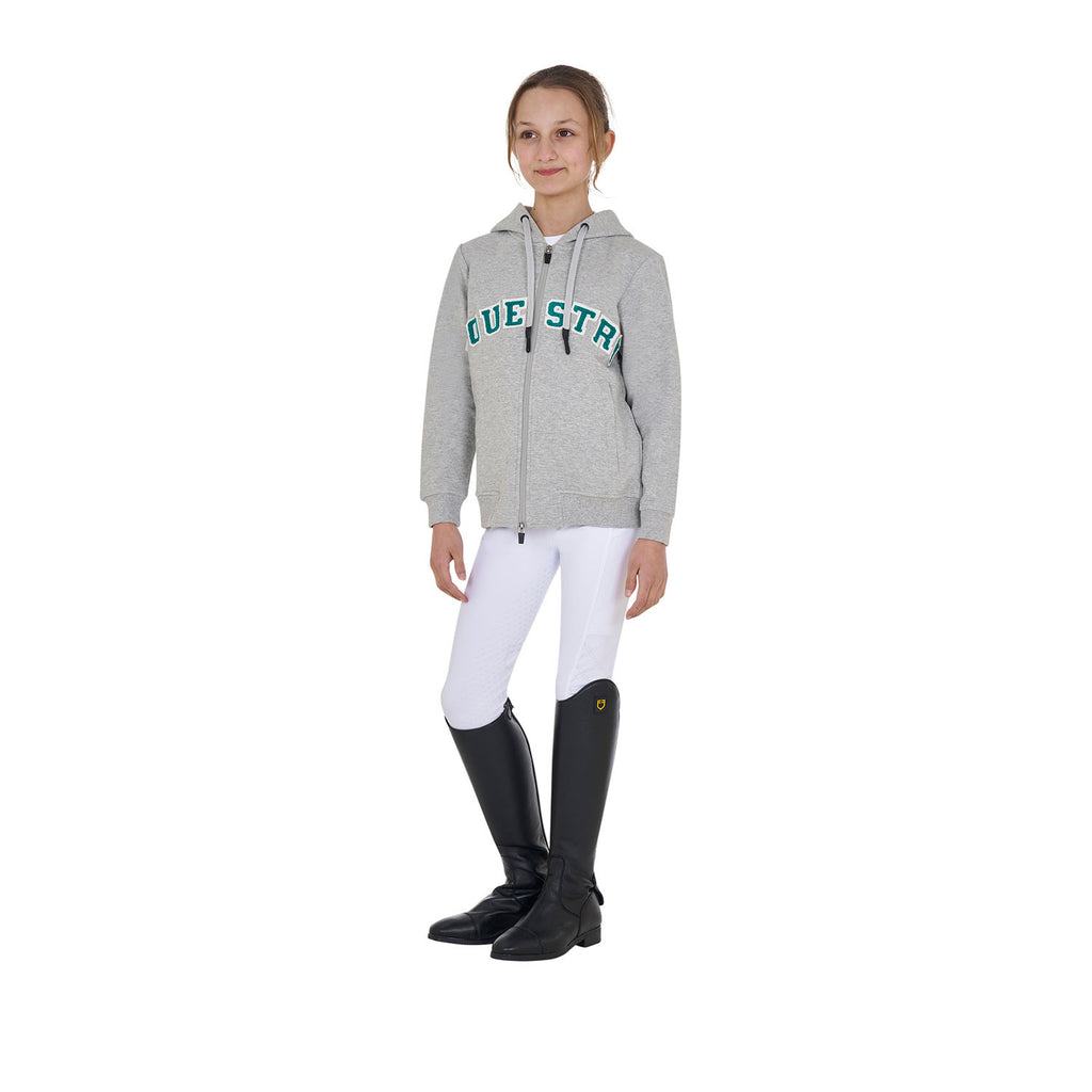 Kids' hoodie with zip and sponge lettering