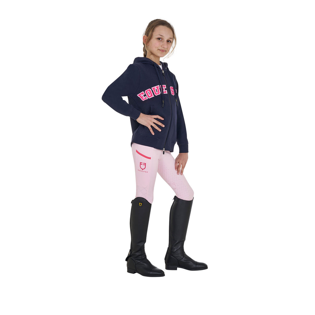 Kids' hoodie with zip and sponge lettering
