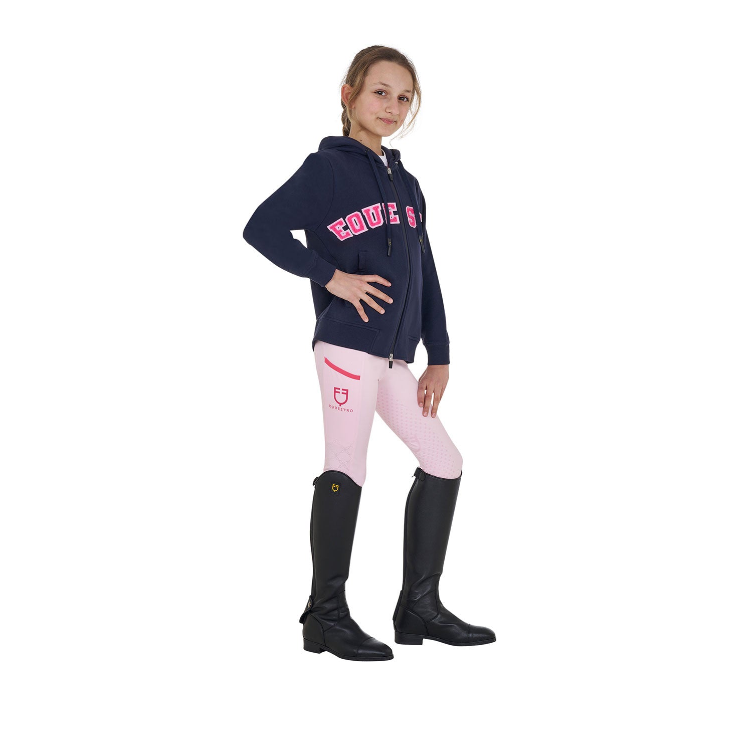 Kids' hoodie with zip and sponge lettering