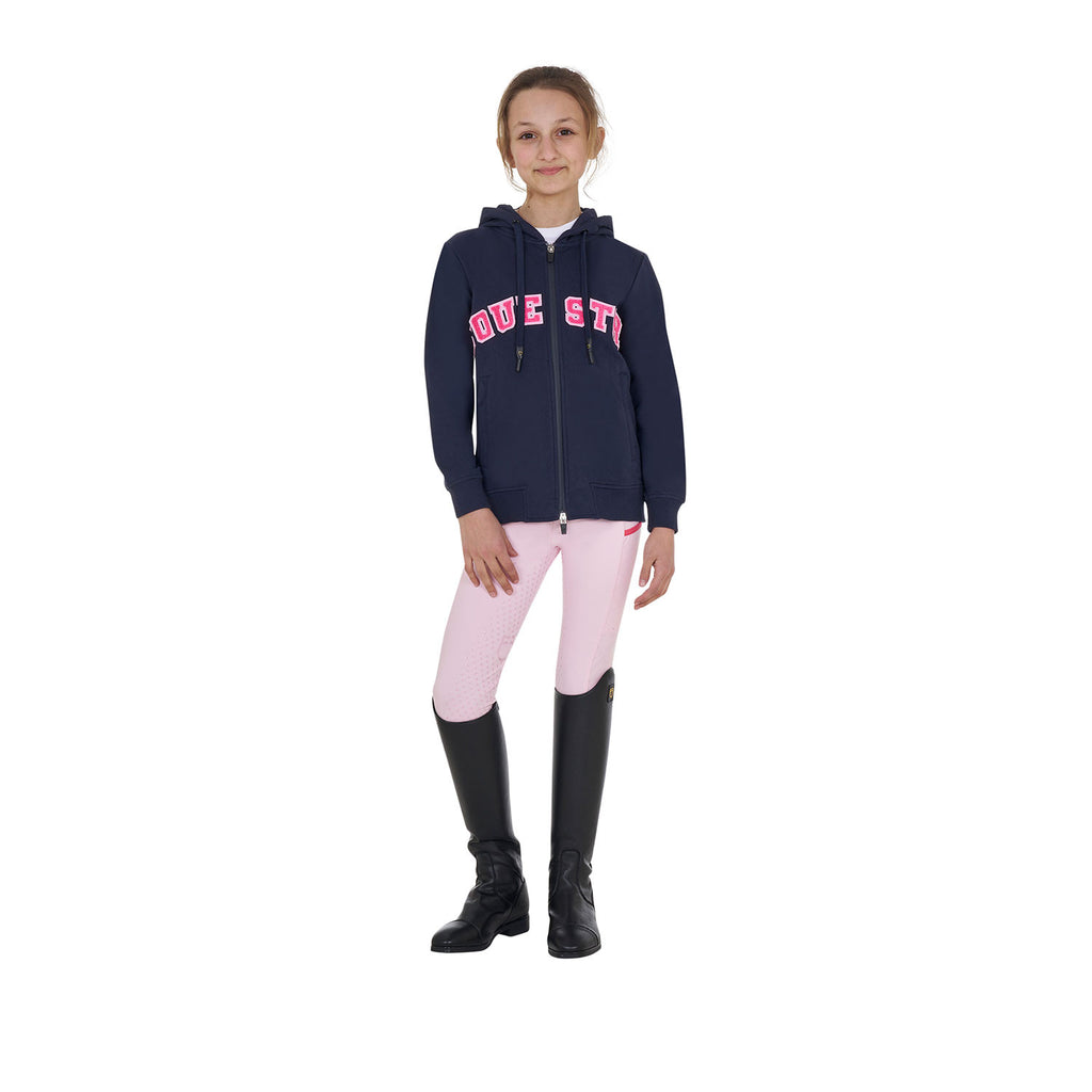 Kids' hoodie with zip and sponge lettering