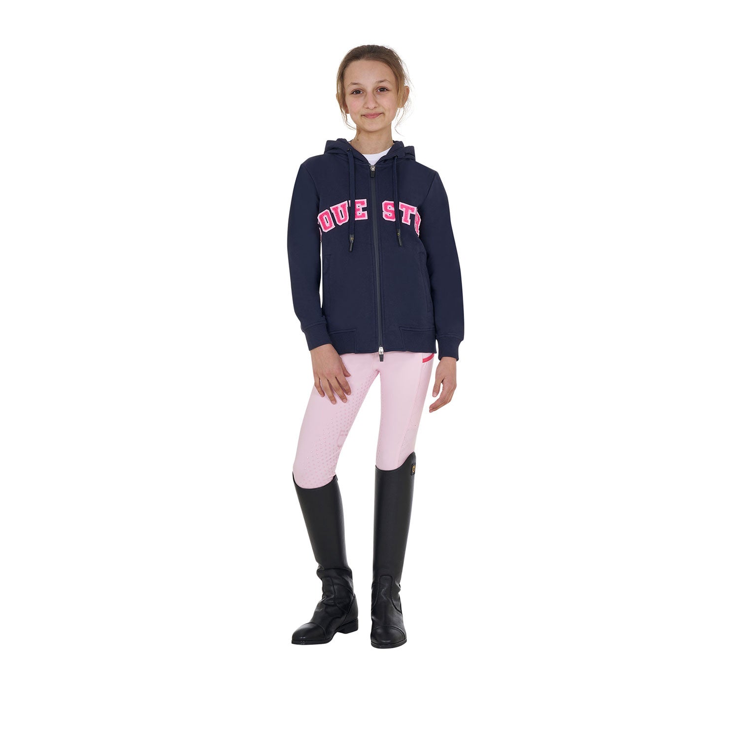 Kids' hoodie with zip and sponge lettering