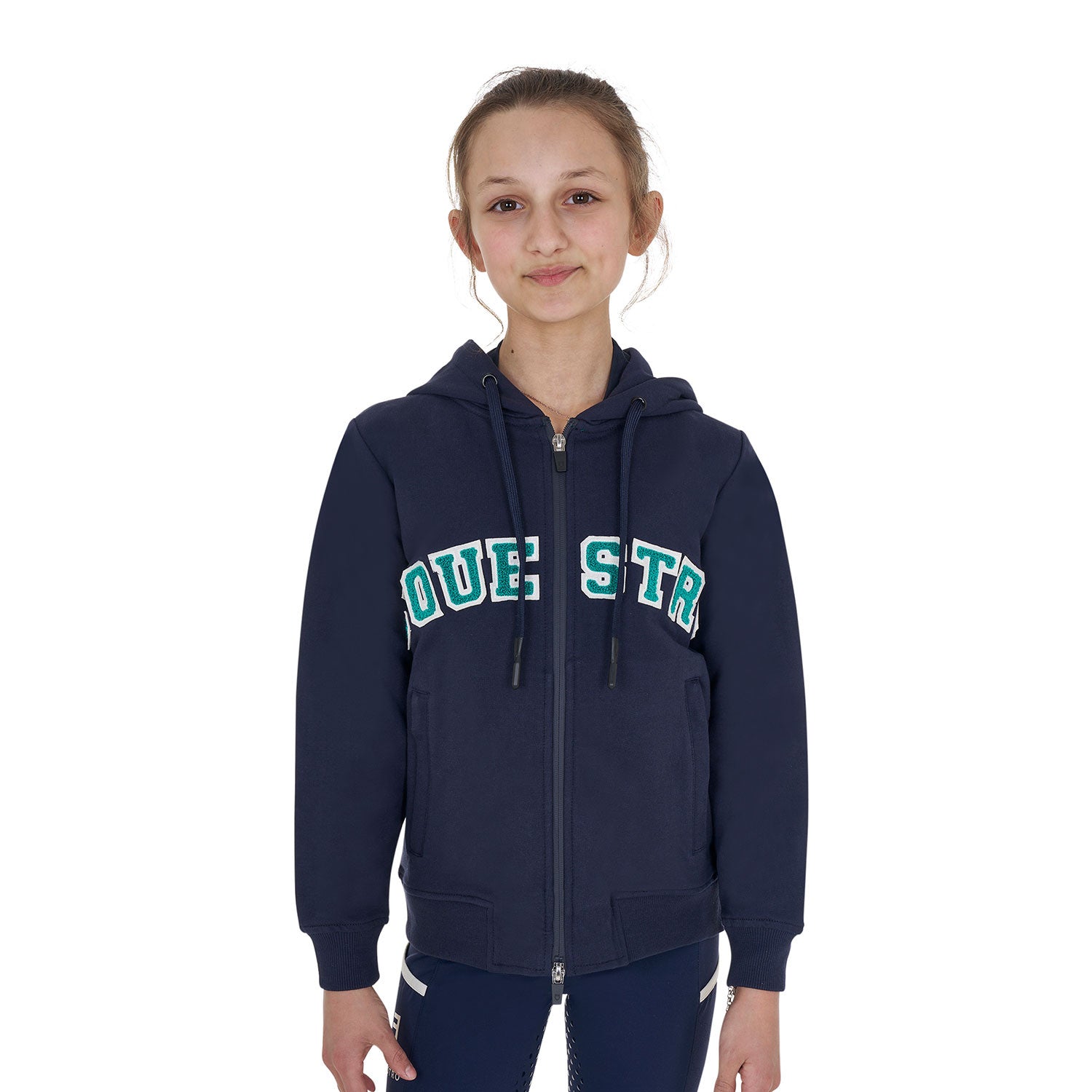 Equestro Kids' hoodie with zip and sponge lettering