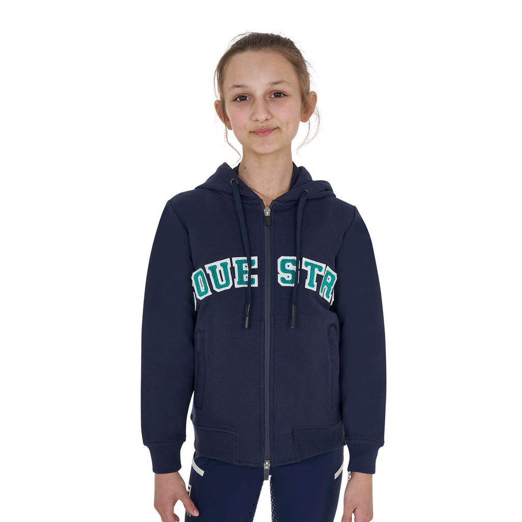 Kids' hoodie with zip and sponge lettering