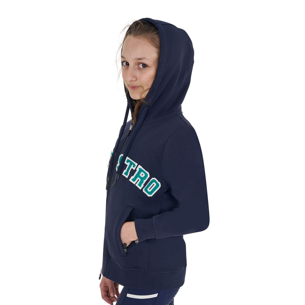 Kids' hoodie with zip and sponge lettering