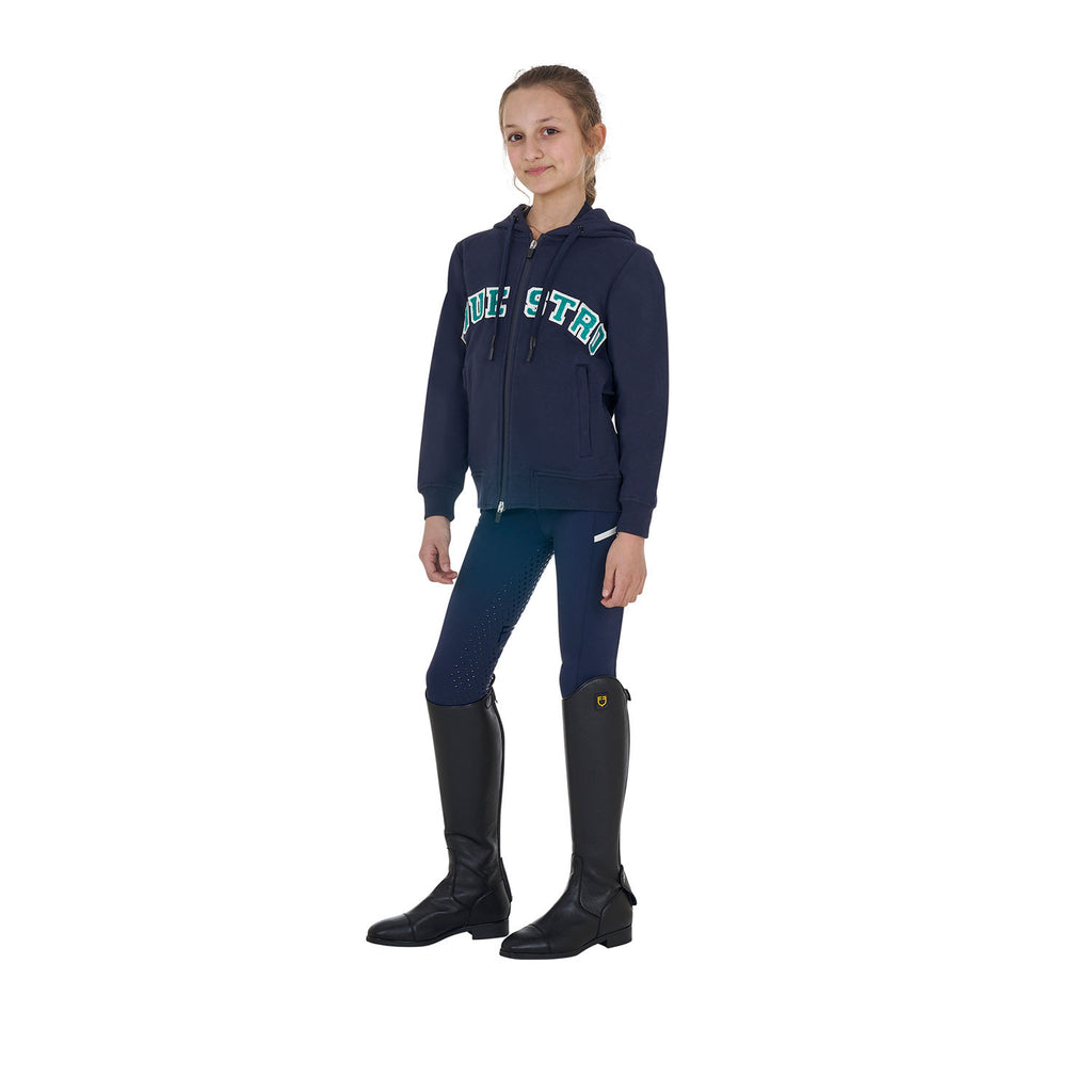 Kids' hoodie with zip and sponge lettering