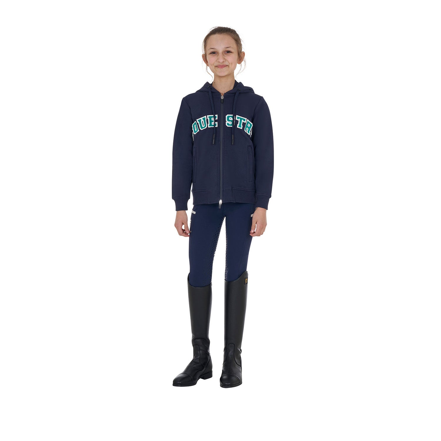 Kids' hoodie with zip and sponge lettering