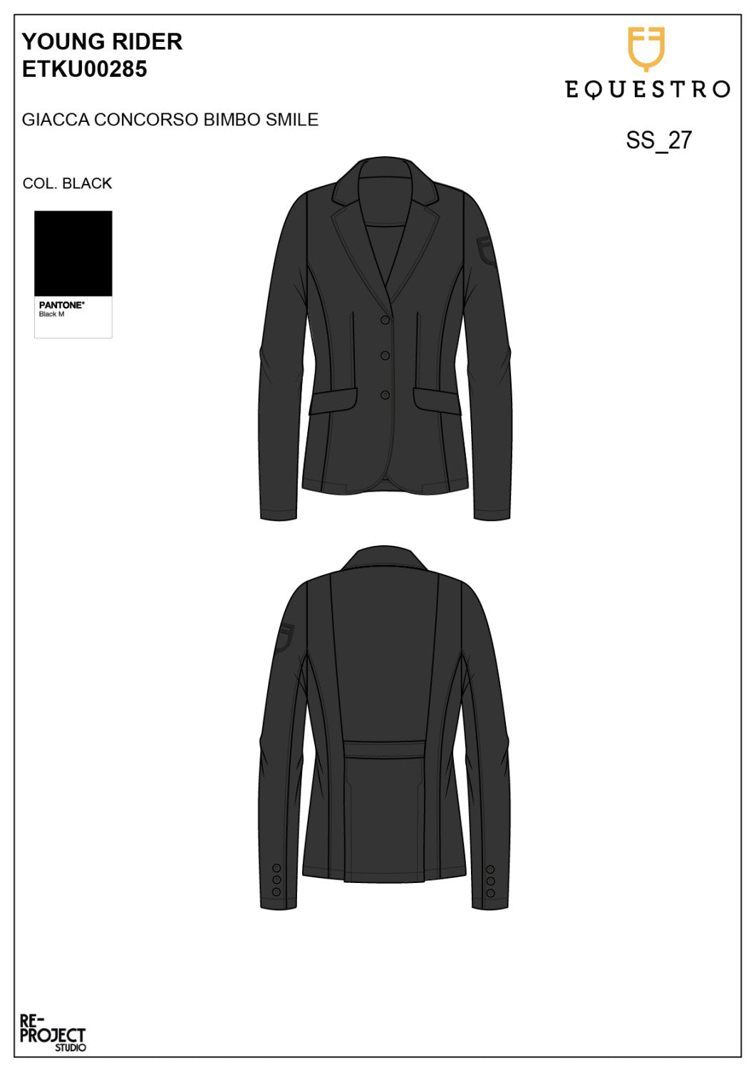 Kids' slim fit three button competition jacket