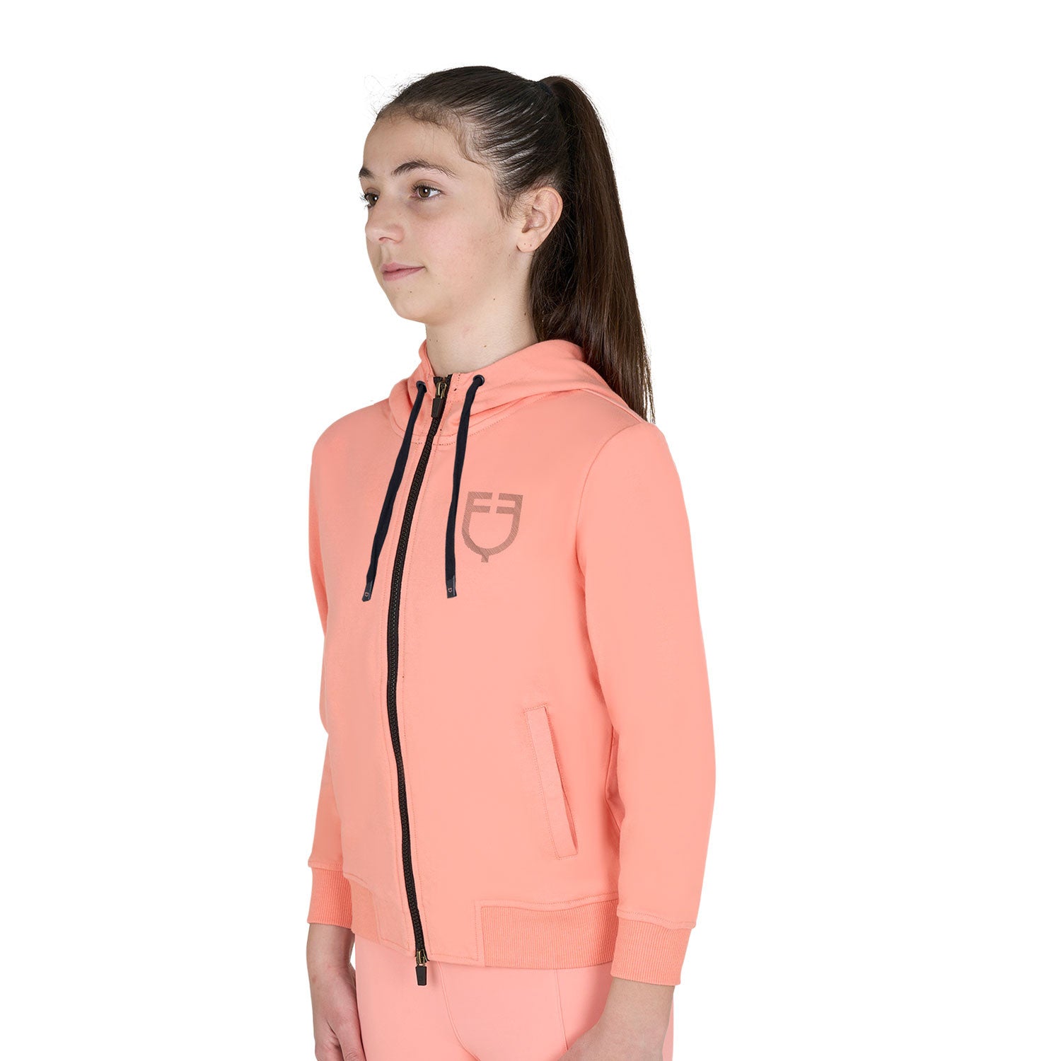 Equestro Kids'unisex hooded sweatshirt with front zip