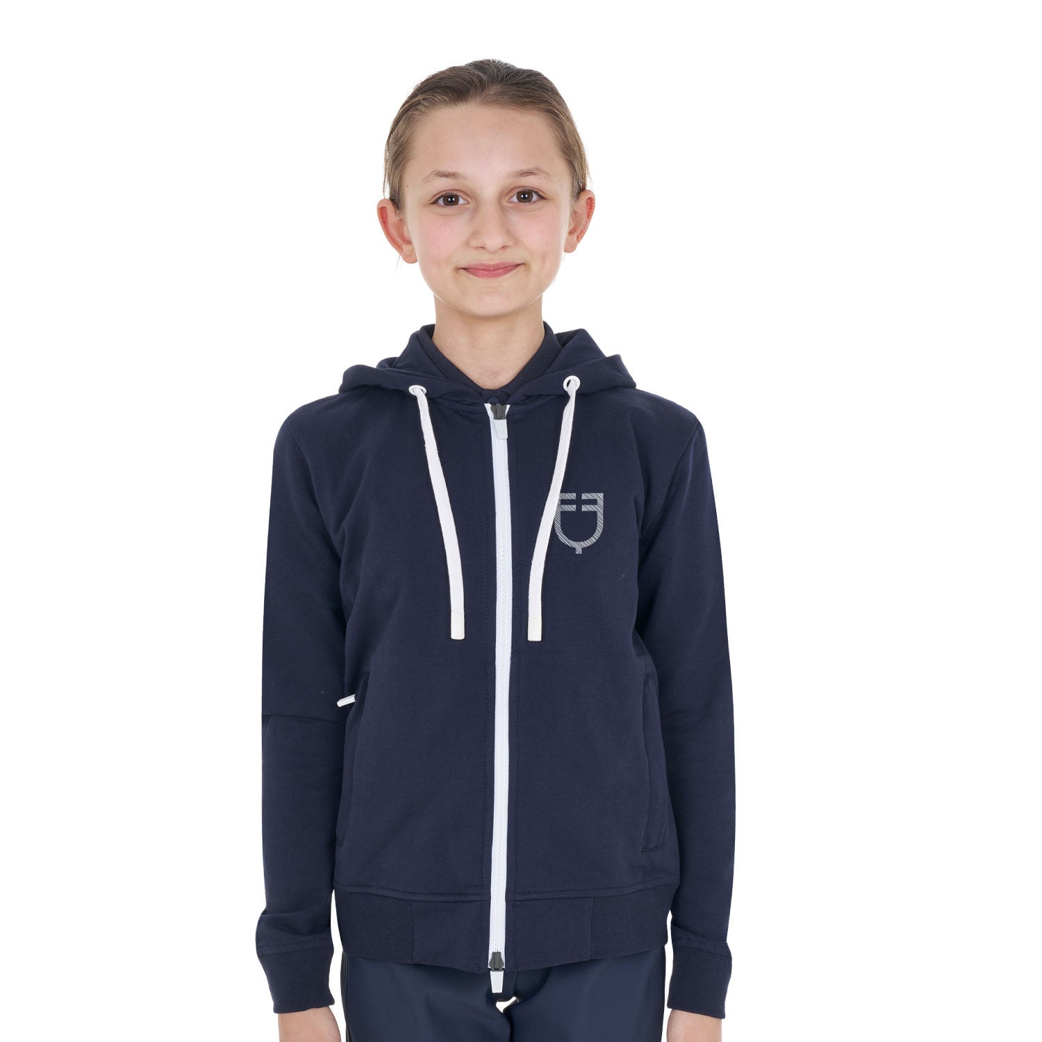 Equestro Kids'unisex hooded sweatshirt with front zip