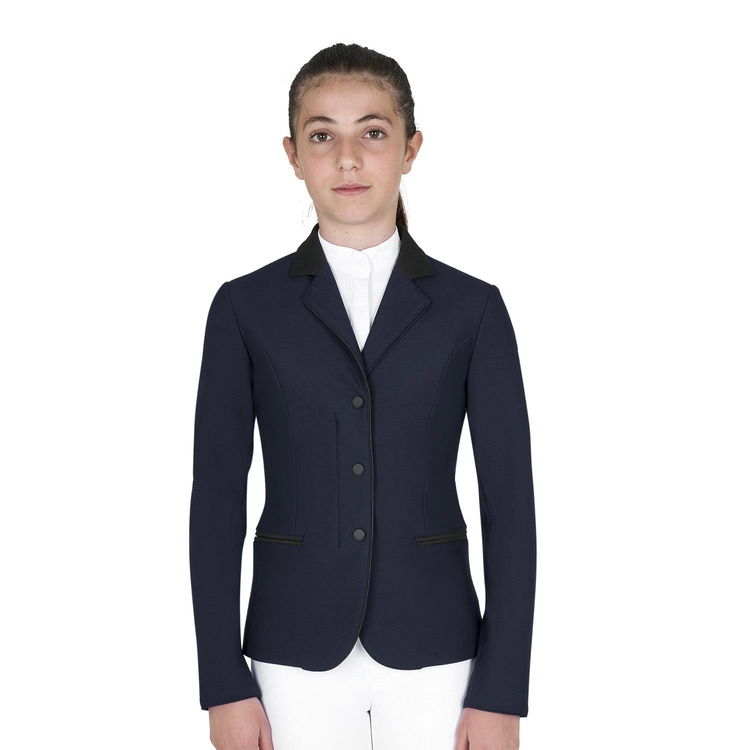 Equestro Kids' unisex competition jacket with zip and buttons