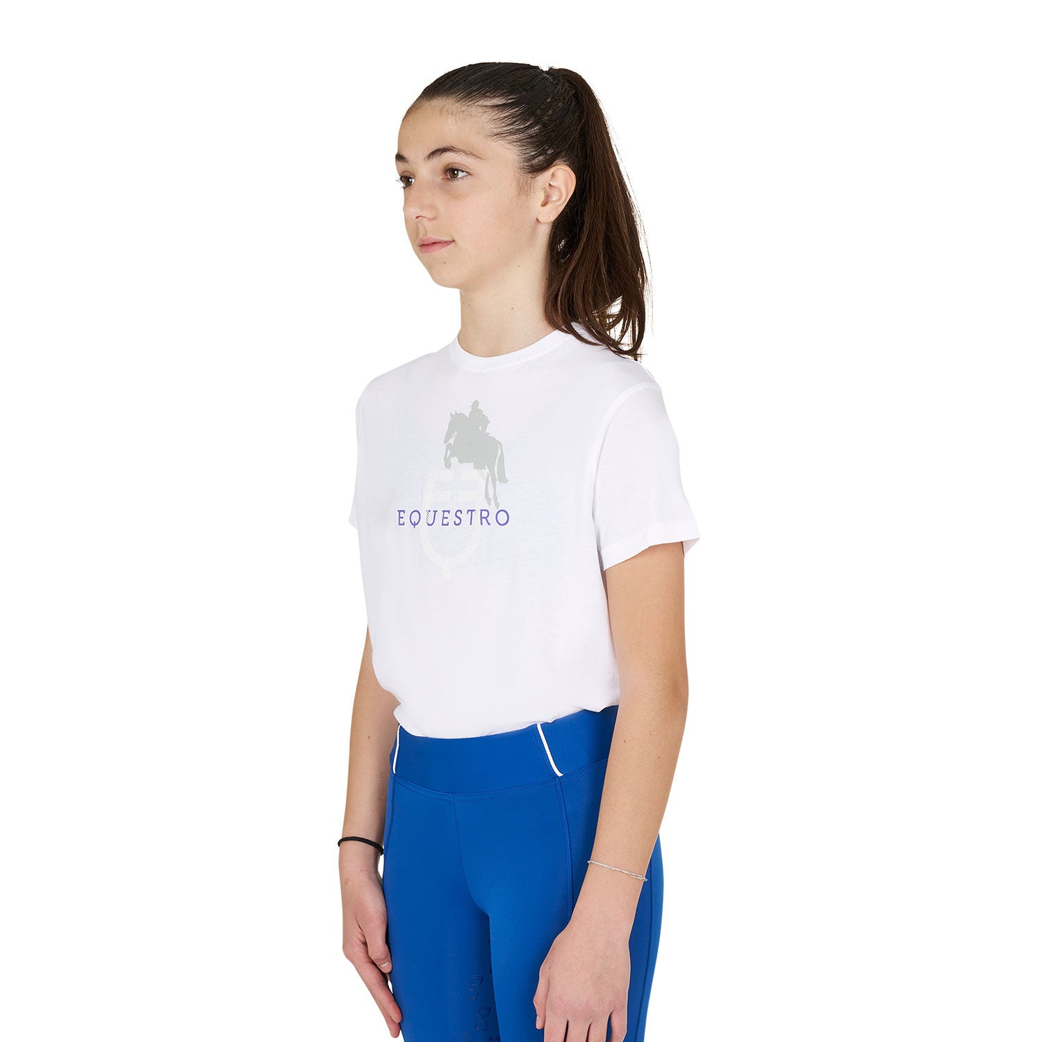 Equestro Kids' unisex Horse Jump Glossy cotton T-shirt