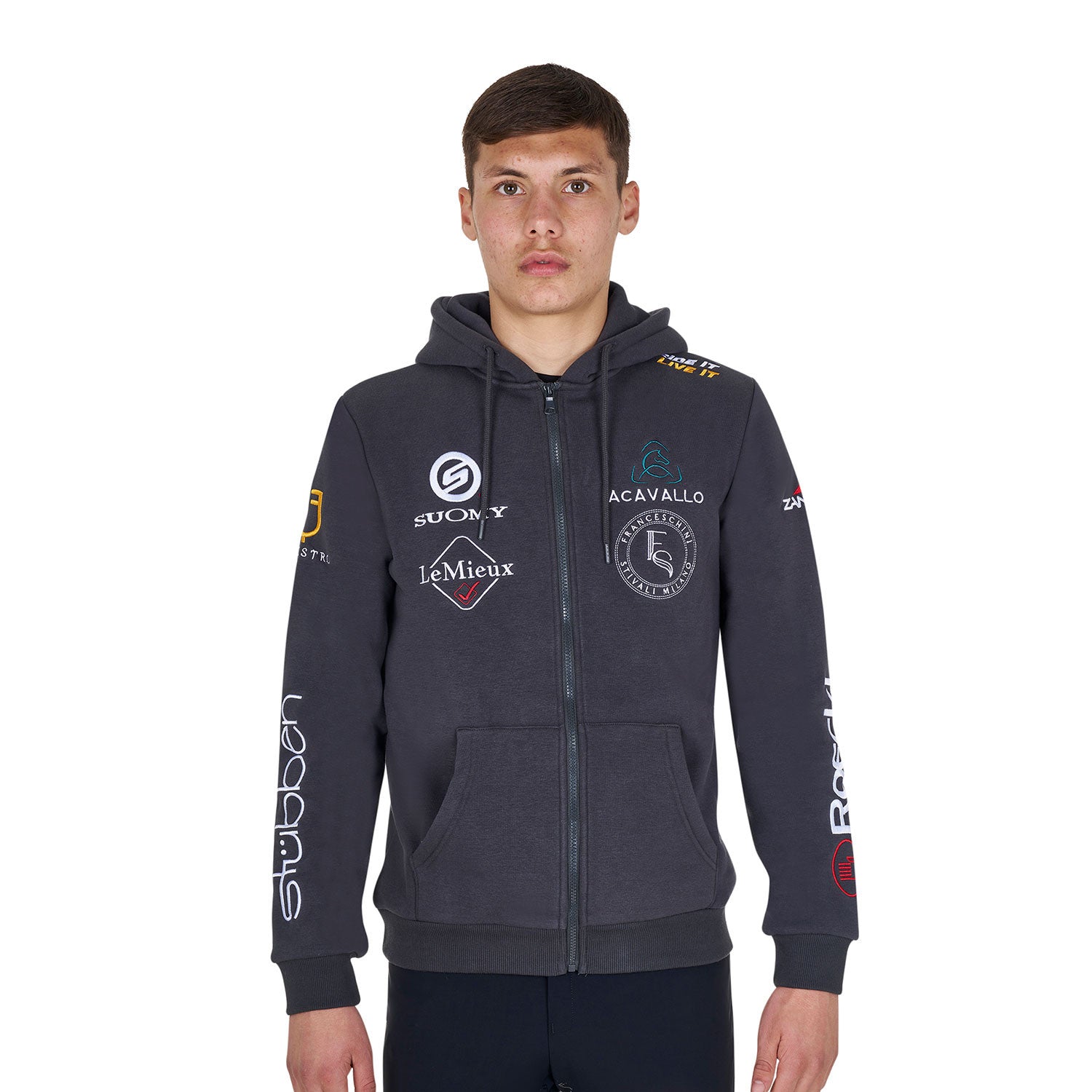 Equestro Men's sweatshirt with multi-logo hood