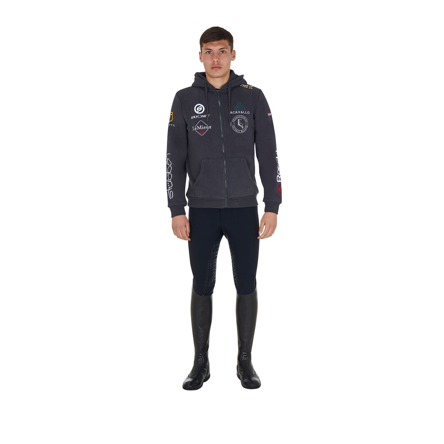 Men's sweatshirt with multi-logo hood