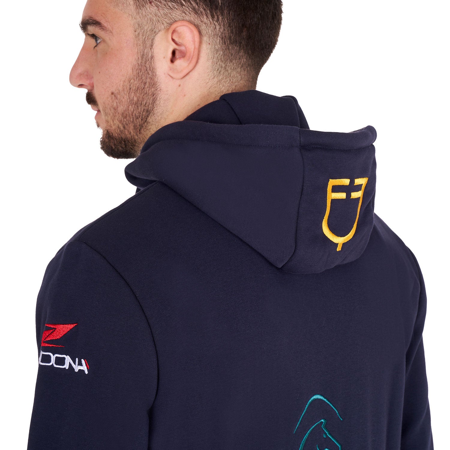 Men's sweatshirt with multi-logo hood