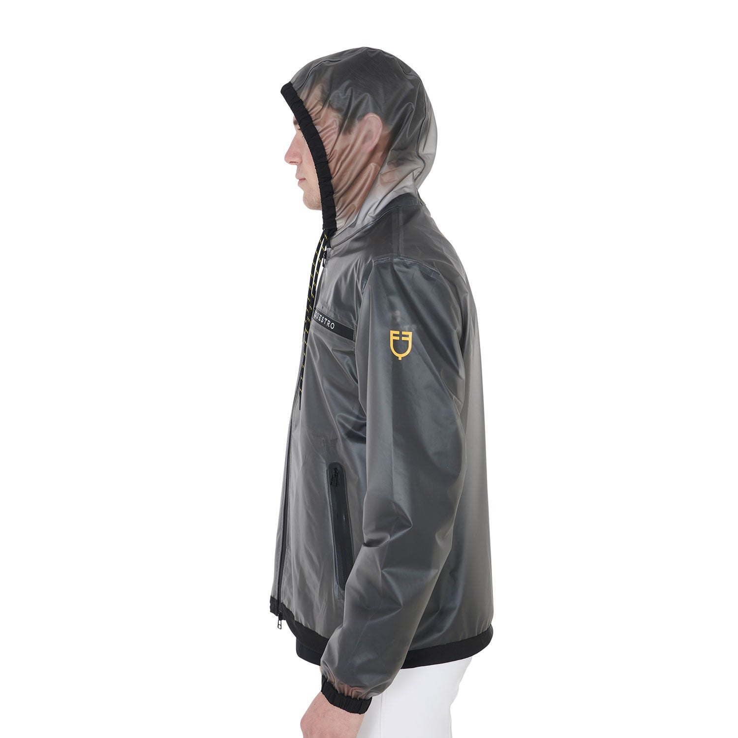 Men's transparent technical raincoat