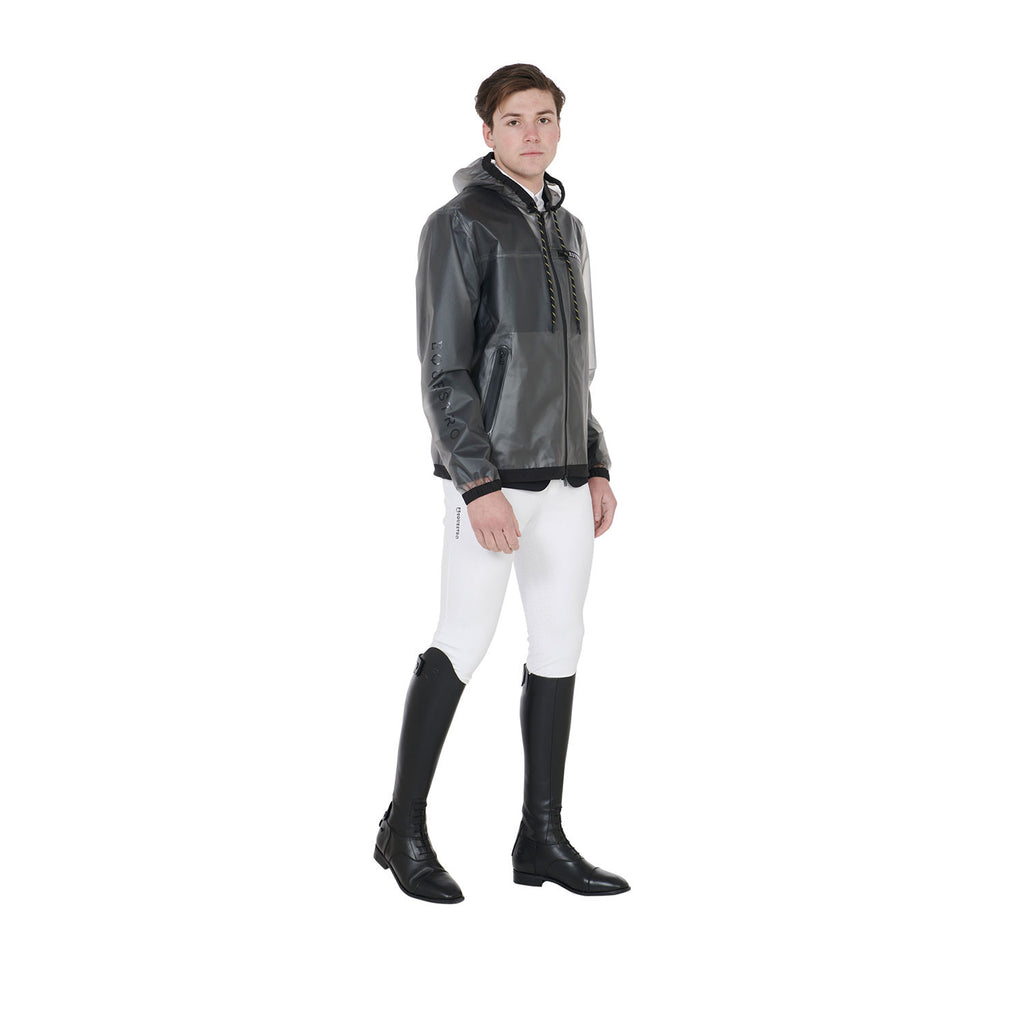 Men's transparent technical raincoat