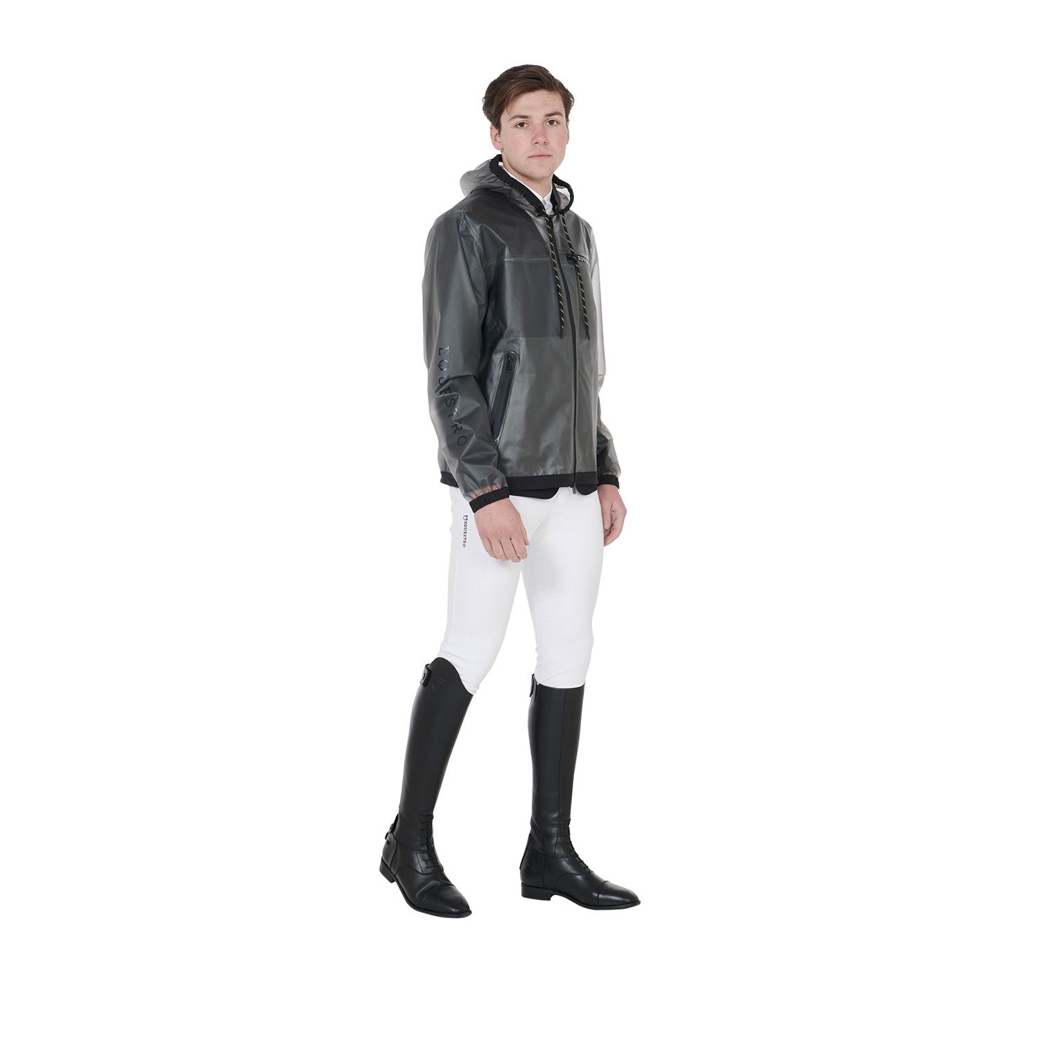 Men's transparent technical raincoat