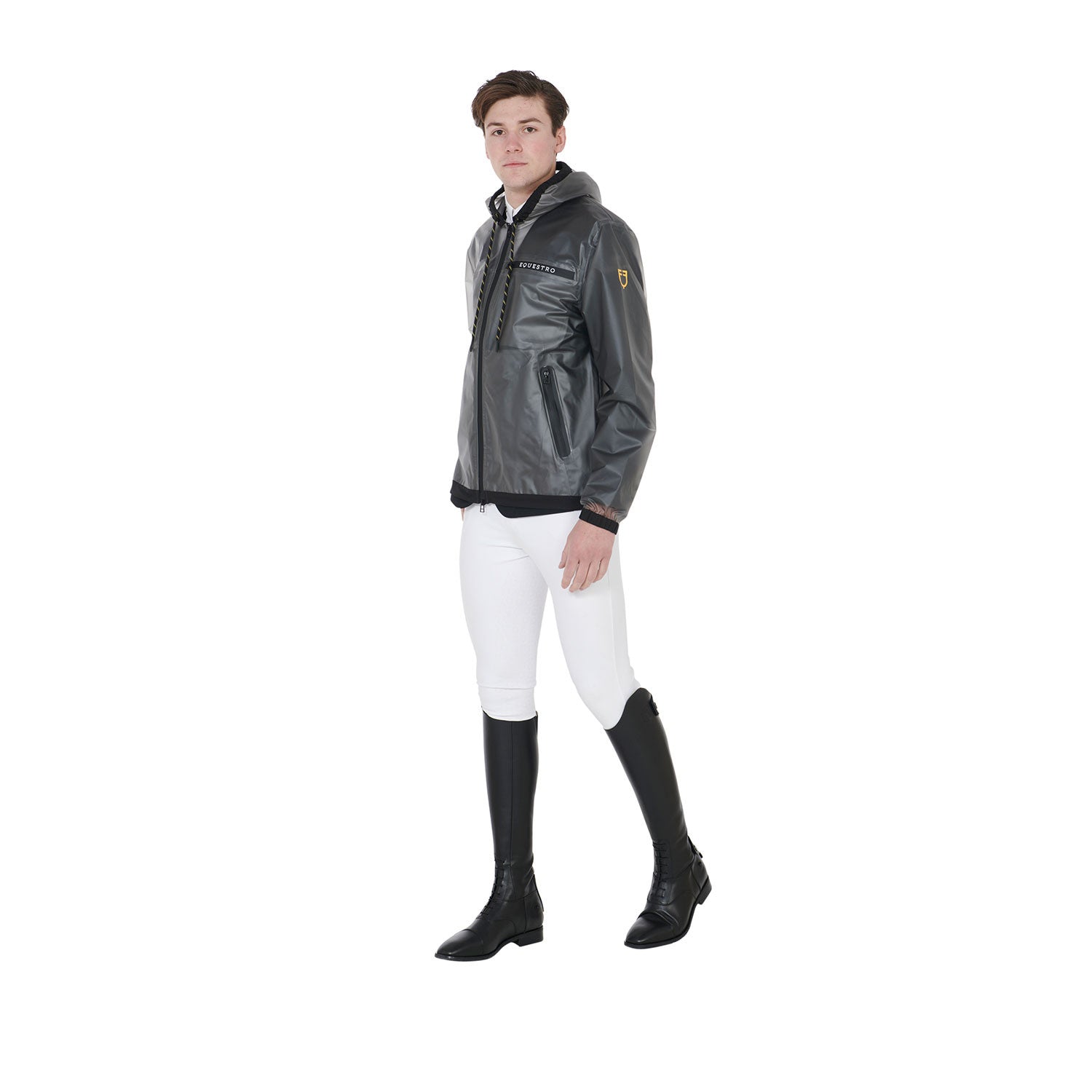 Men's transparent technical raincoat