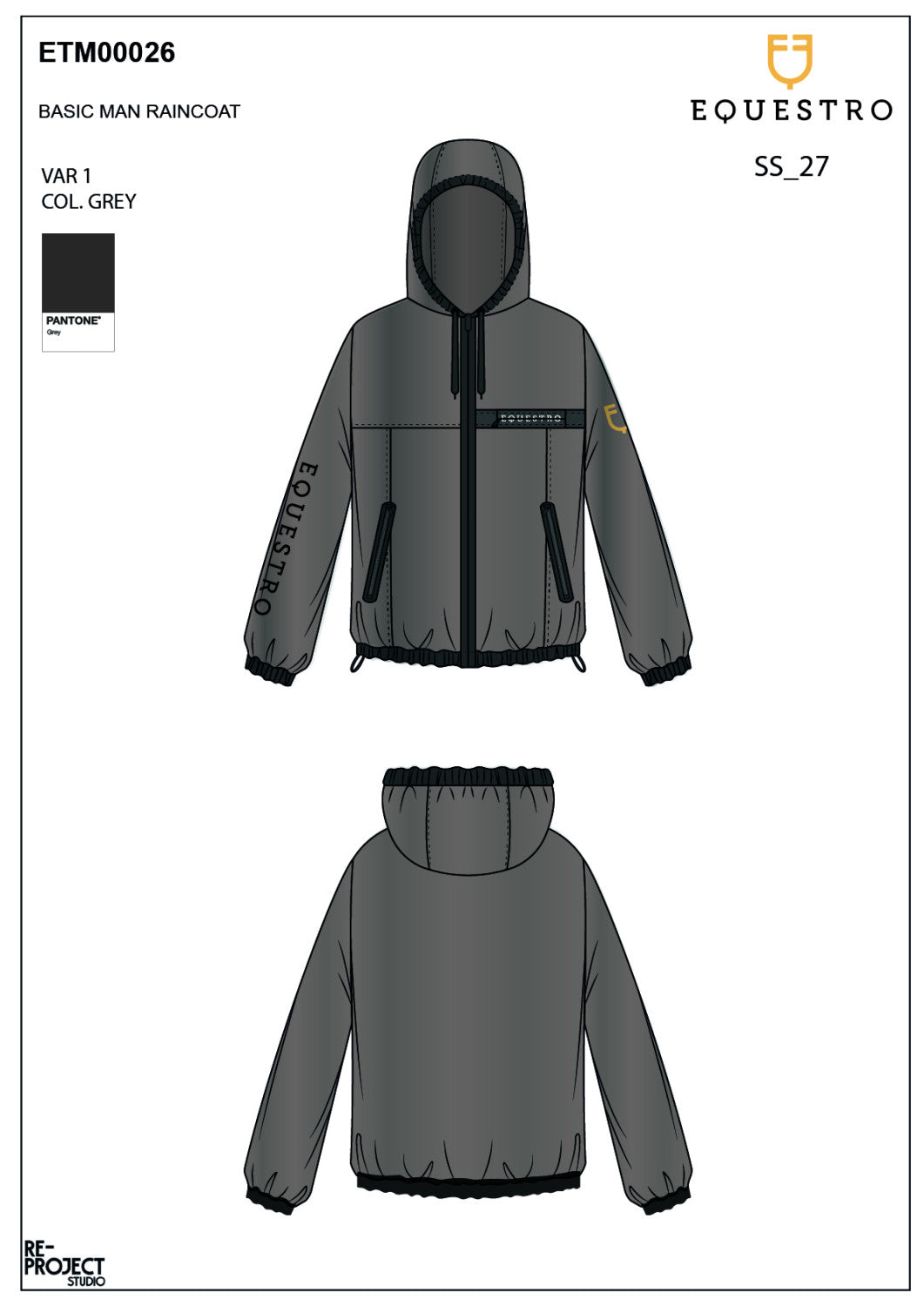 Men's transparent technical raincoat