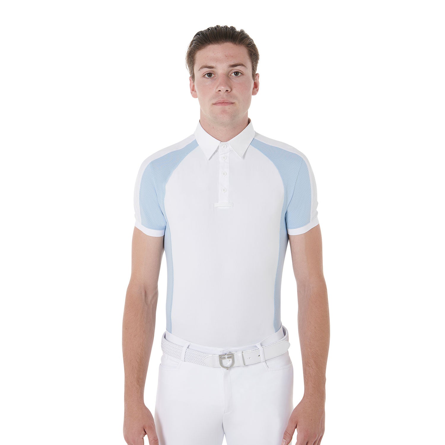 Equestro Men's slim fit competition polo shirt four buttons